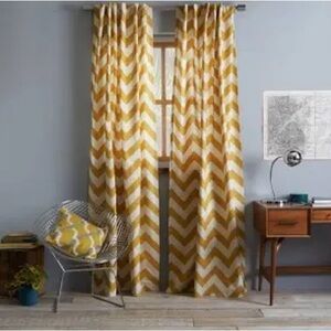 West Elm Yellow Chevron Curtains - set of 2 panels